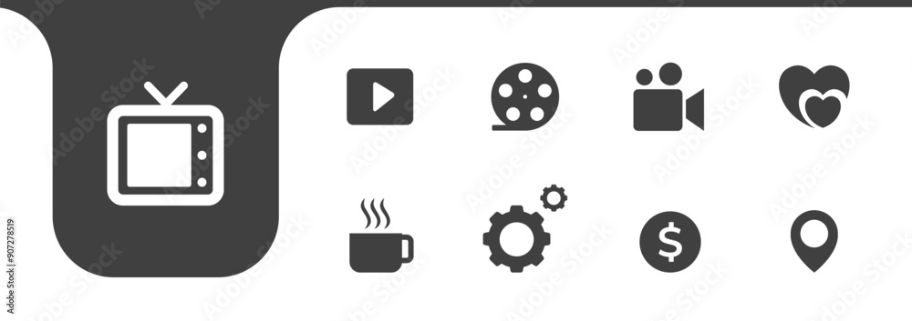 video button isolated icon set design vector