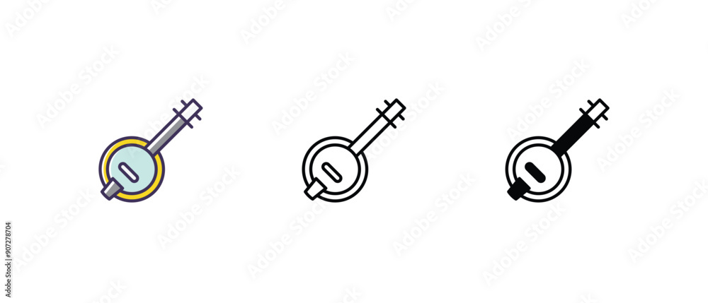 Banjo Icons thin line and glyph vector icon stock illustration Banjo Icons thin line and glyph vector icon stock illustration