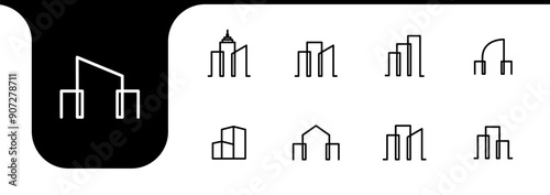 building skyscraper line minimal icon design vector
