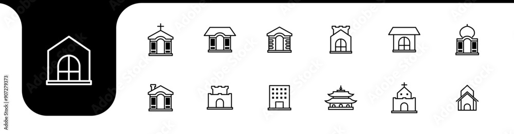 religion building line icon set collection design vector religion building line icon set collection design vector