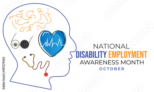 National Disability Employment Awareness Month. background, banner, card, poster, template. Vector illustration.