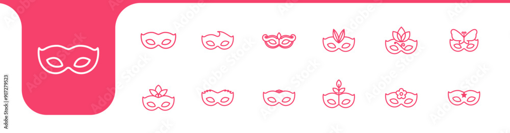 beauty party mask line simple icon collection set design vector beauty party mask line simple icon collection set design vector