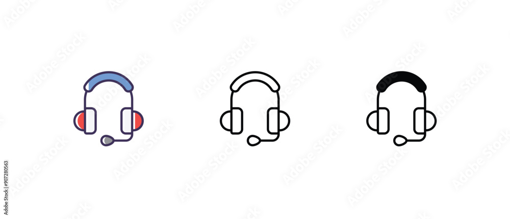 Headphones Icons thin line and glyph vector icon stock illustration Headphones Icons thin line and glyph vector icon stock illustration