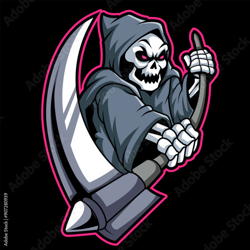 Grim reaper mascot esport logo design.