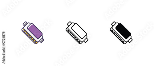 Harmonica Icons thin line and glyph vector icon stock illustration