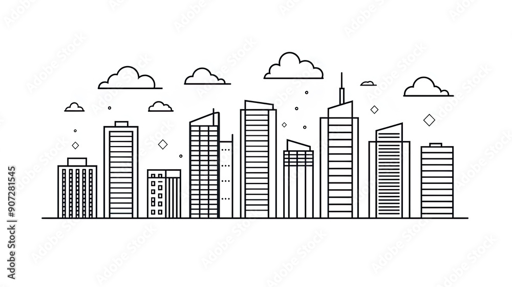 Obraz premium minimalist line art of city skylines