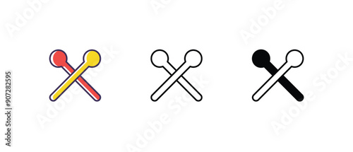 Drumsticks Icons thin line and glyph vector icon stock illustration