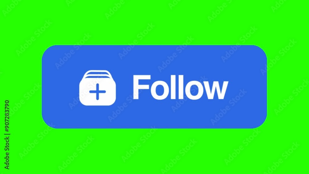 follow button animation on green screen background follow button animation on green screen background