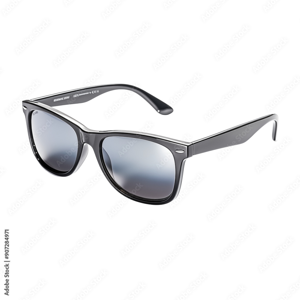 Stylish Black Sunglasses With Reflective Lenses On A White Background Stylish Black Sunglasses With Reflective Lenses On A White Background