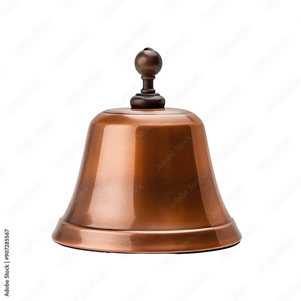 Antique Copper Bell With Handle On A White Background Antique Copper Bell With Handle On A White Background