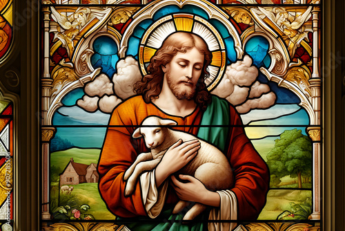 Jesus Cristo, Bom Pastor, Jesus Segurando uma Ovelha nos braços