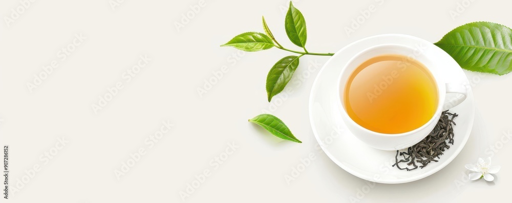 Assam tea leaves, hot water, strong brew, flat design illustration Assam tea leaves, hot water, strong brew, flat design illustration