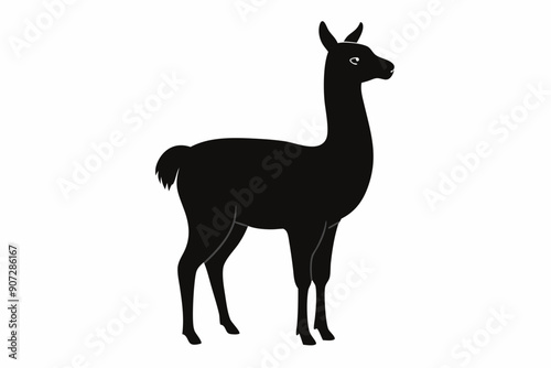 Black Alpaca Silhouette Vector, lama silhouette