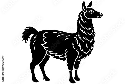 Black Alpaca Silhouette Vector, lama silhouette