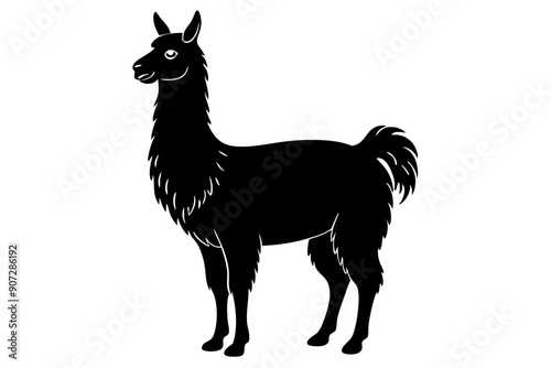 Black Alpaca Silhouette Vector, lama silhouette