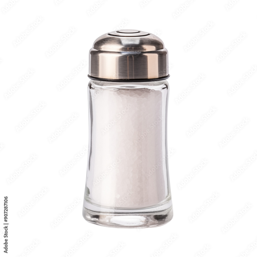 Glass Salt Shaker With Metal Lid On Transparent Background Glass Salt Shaker With Metal Lid On Transparent Background