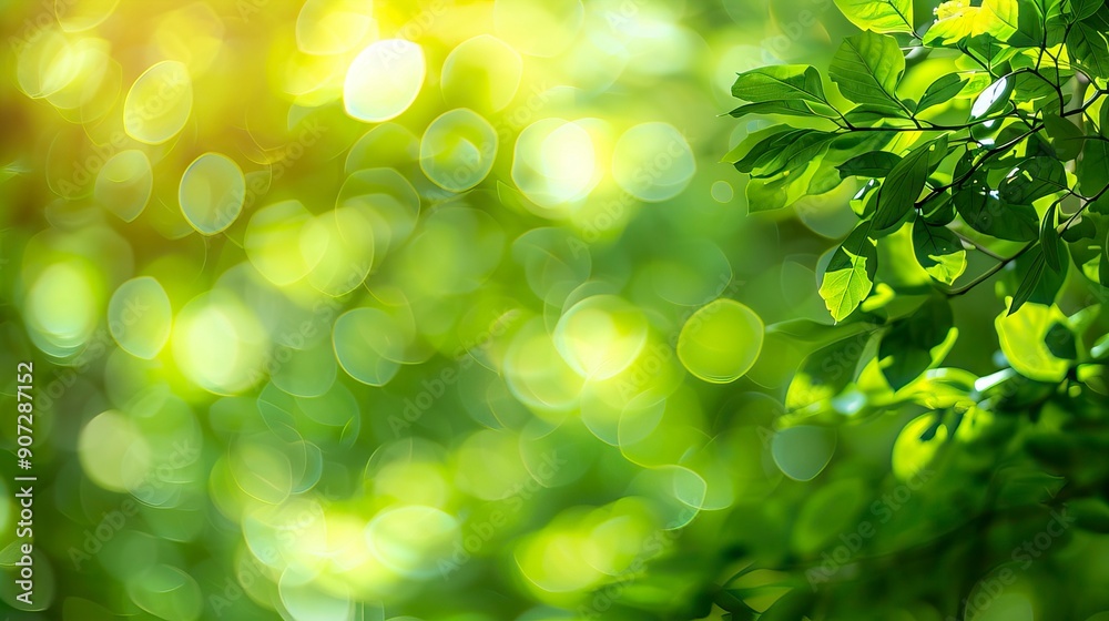 Obraz premium Green bokeh background from nature forest out of focus