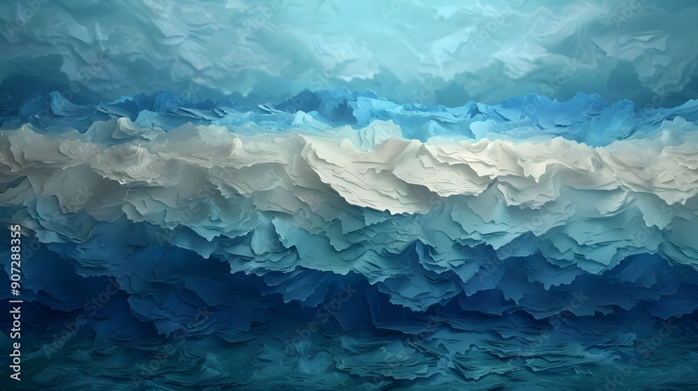A digital art piece featuring deep blue waves, creating an abstract background A digital art piece featuring deep blue waves, creating an abstract background