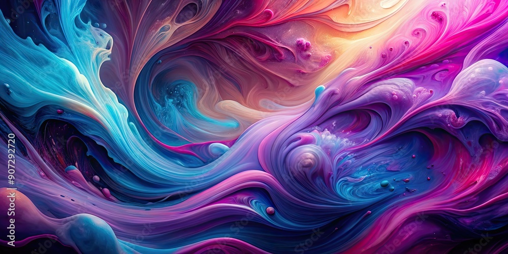 Abstract colorful fluid art with swirling patterns in vibrant hues of purple, blue Abstract colorful fluid art with swirling patterns in vibrant hues of purple, blue