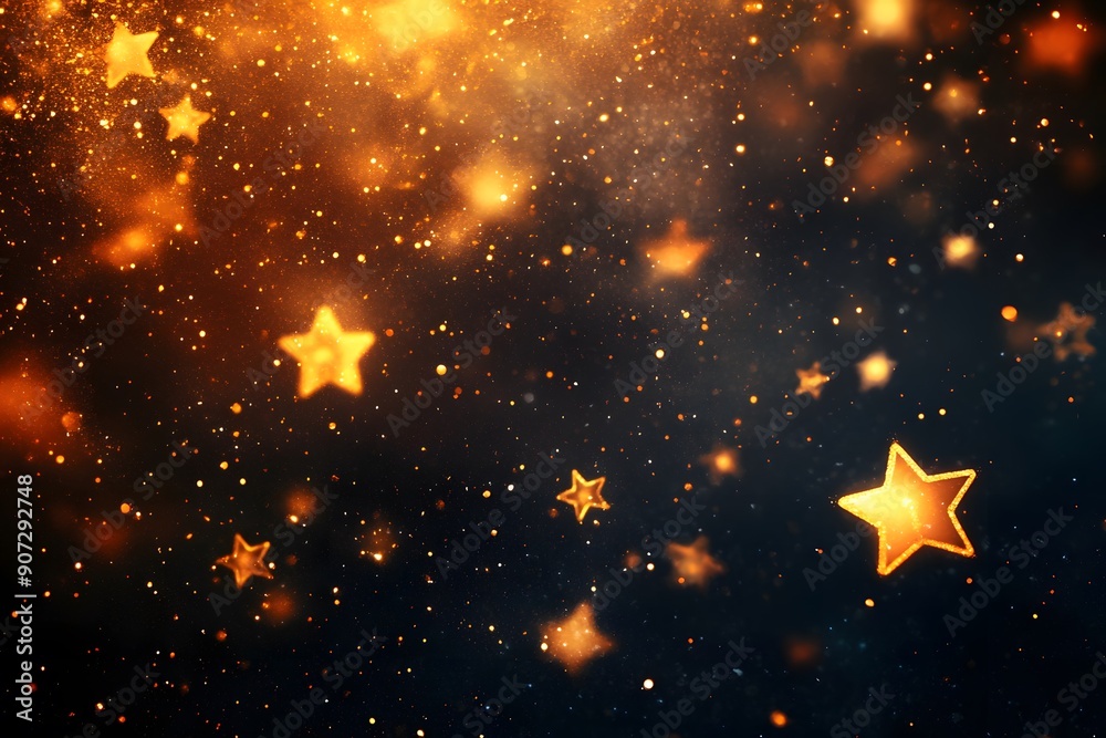 Festive Christmas background with glowing stars Festive Christmas background with glowing stars