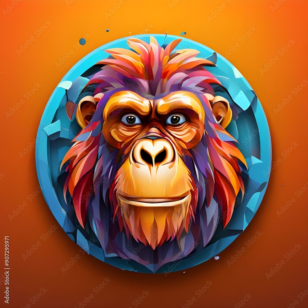 Gorilla Logo Design On an Orange Background Gorilla Logo Design On an Orange Background