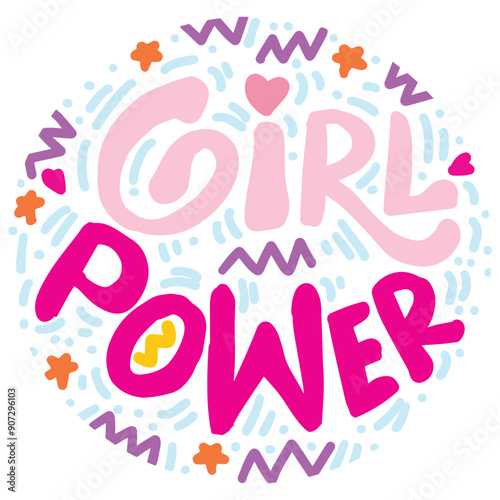 Girl Power. Hand drawn lettering phrase. Modern calligraphy. Vector illustration.