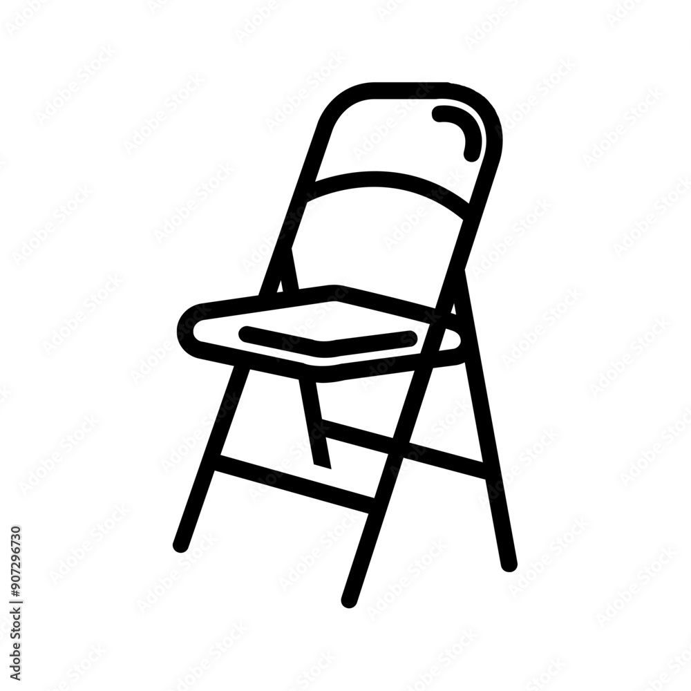 Vector black line icon for Folding chair Vector black line icon for Folding chair
