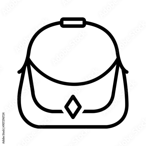 Vector black line icon for Hobo bag