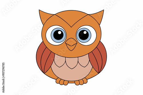 Kawaii owl vector art illustration on a white background 	