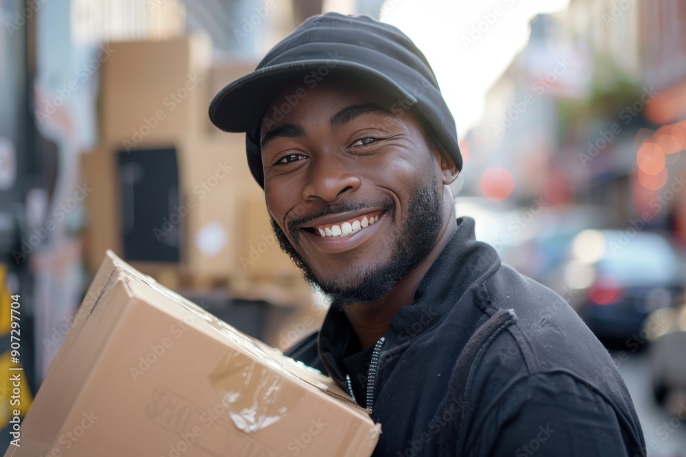 A man wearing a black hat and a black jacket is smiling A man wearing a black hat and a black jacket is smiling