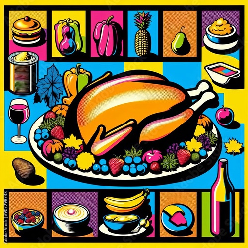 8 7 Pop Art Feast Bold colorful and graphic depiction of Thanksg photo