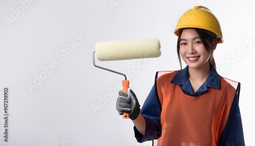 A woman doing painting work