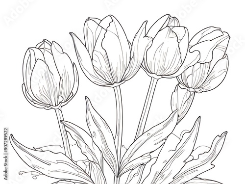 Creative Flower Outline Vector Art