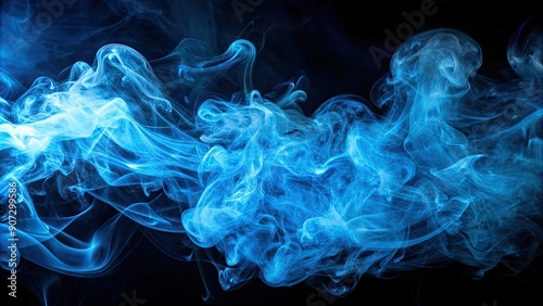 Abstract blue smoke floating on a dark background, , render,smoke, abstract, blue, dark, background, design, concept, art