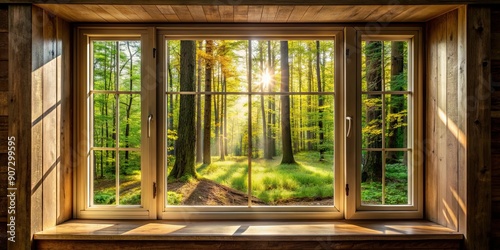 A peaceful window tucked away in the woods , nature, forest, tranquility, serene, cabin, trees, escape, relaxation, outdoor photo