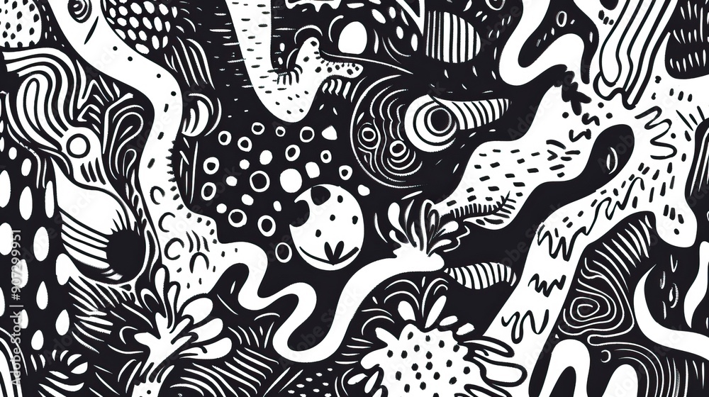 Naklejka premium Hand drawn abstract doodle background