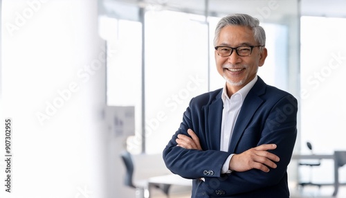 腕組みして笑うビジネスマン