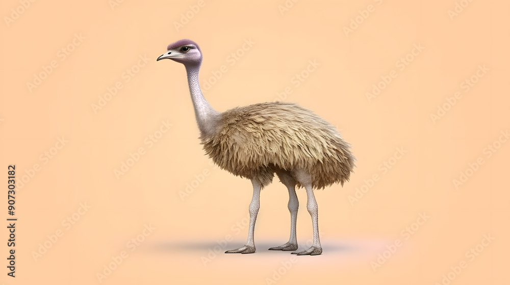 Fototapeta premium Ostrich 3d cartoon style