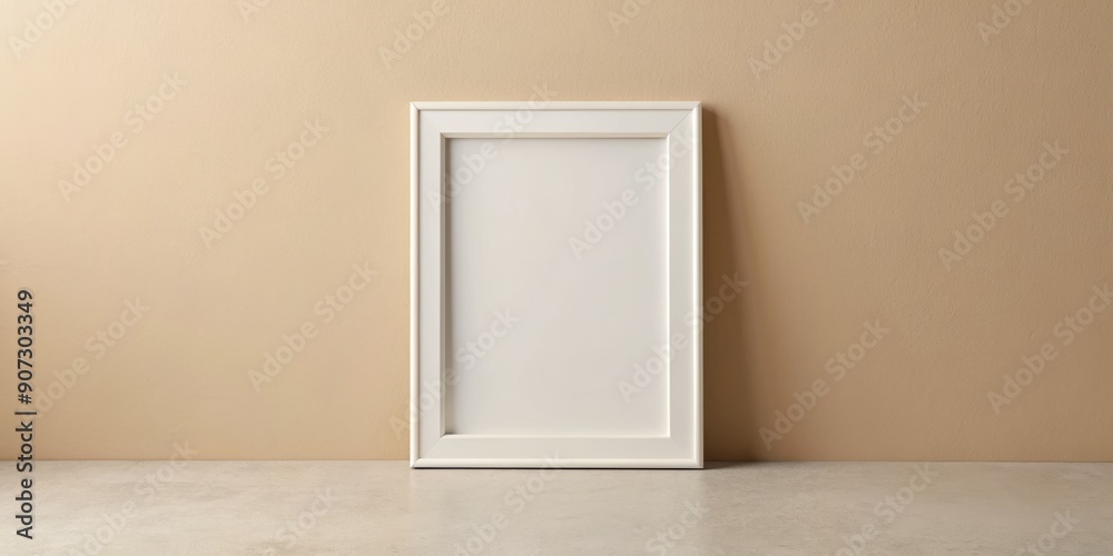 Minimalist blank white frame on a neutral wall background providing ample copy space for text, images, or designs, perfect for modern digital content creation. Minimalist blank white frame on a neutral wall background providing ample copy space for text, images, or designs, perfect for modern digital content creation.