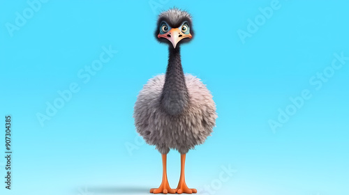 Ostrich 3d cartoon style photo