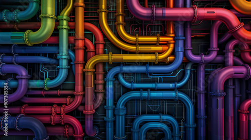 Vibrant Network of Industrial Pipes 