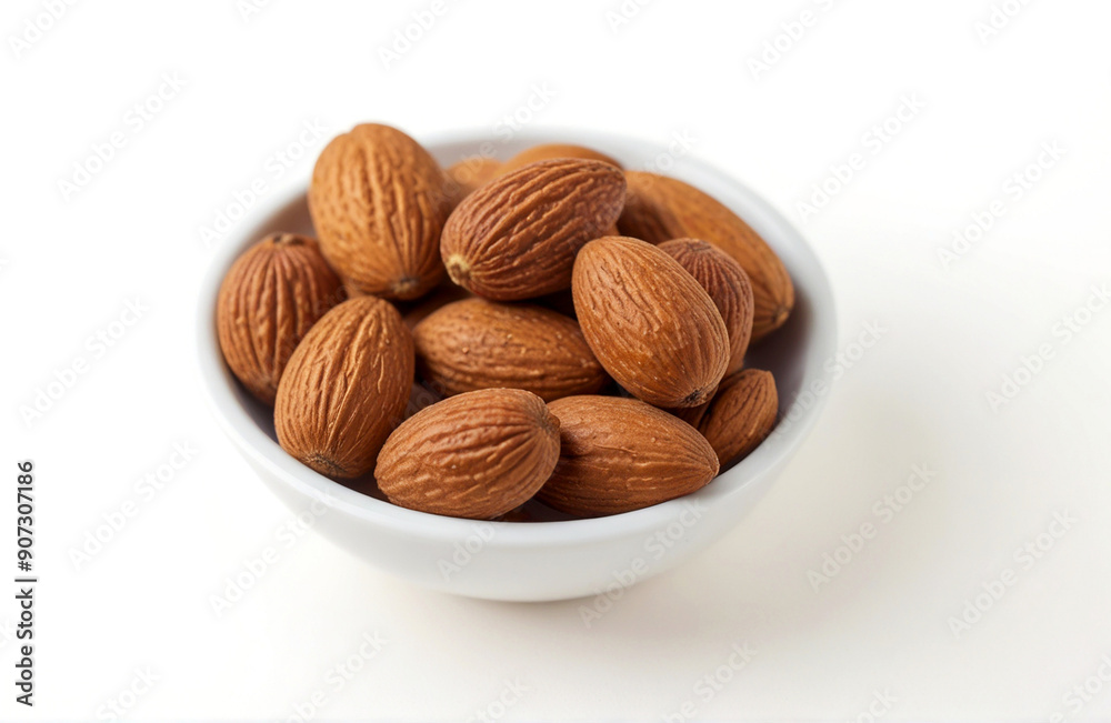 Organic almonds, isolated on white background Organic almonds, isolated on white background