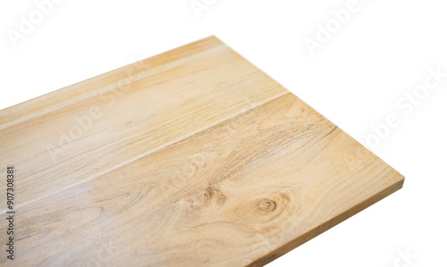 Empty wooden table top on an angle with perspective. White space and plain background of wood surface.