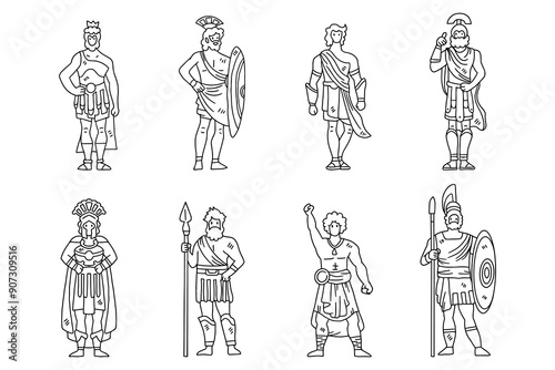 A series of men in ancient Roman garb
