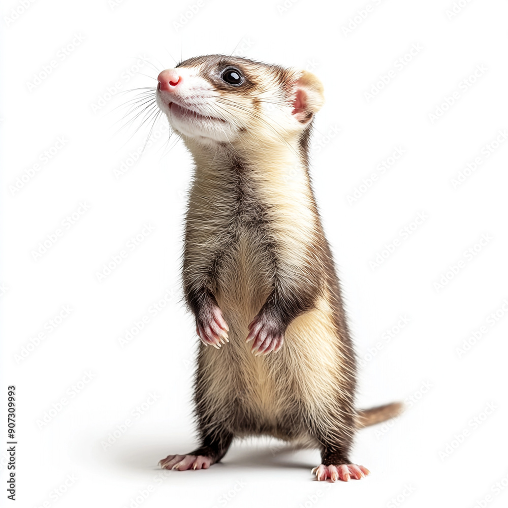 A ferret isolated on white background, full depth of field A ferret isolated on white background, full depth of field
