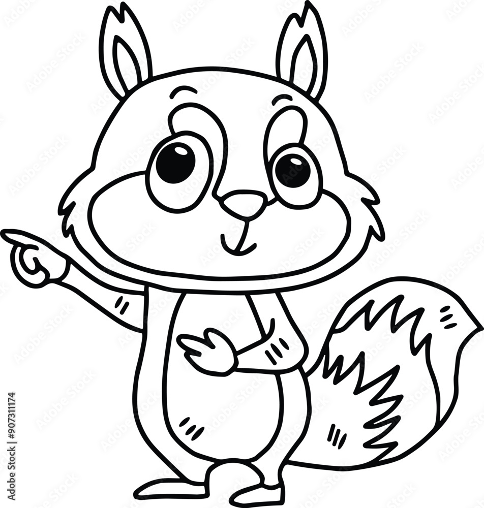 A cute cartoon squirrel pointing to something A cute cartoon squirrel pointing to something