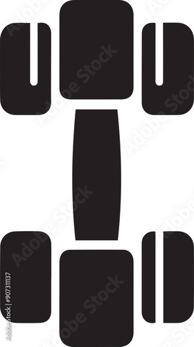 Dumbbell Icon, Trendy Style Vector Illustration Symbol, Simple black silhouette dumbbell icon with minimalist flat design for fitness, gym, photo