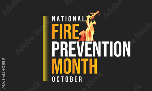 National fire prevention month. background, banner, card, poster, template. Vector illustration.