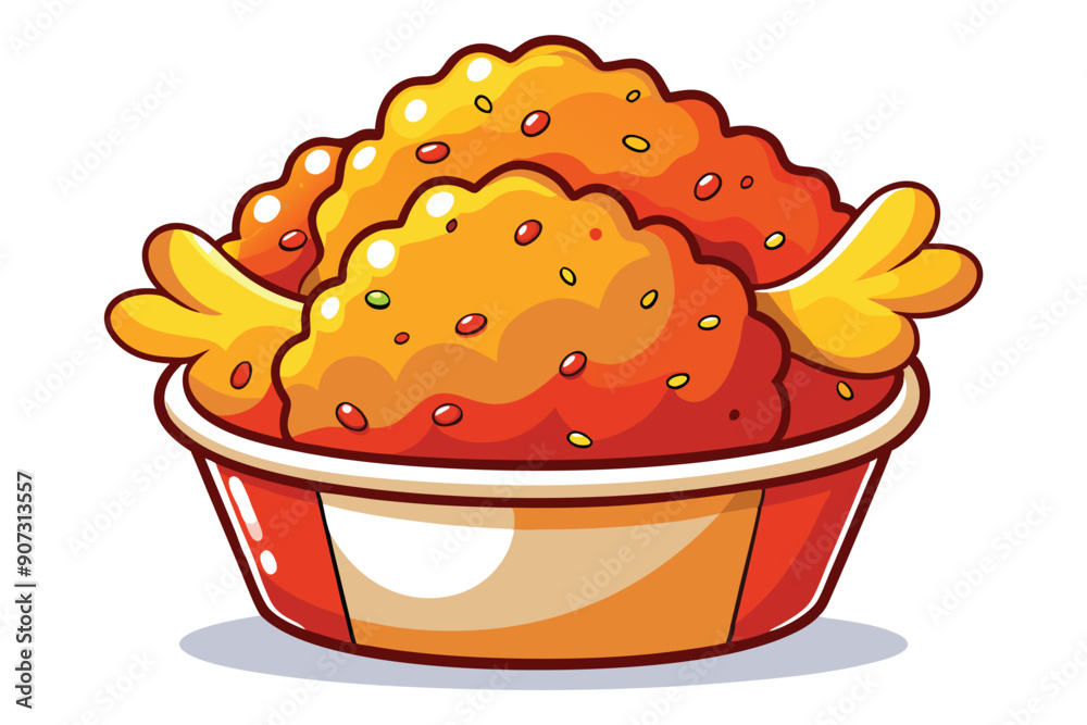 Fried Chicken in a Red Paper Container Fried Chicken in a Red Paper Container