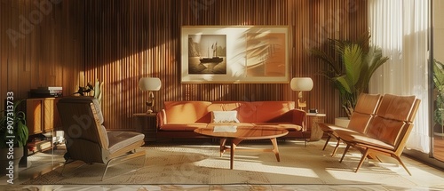 Wallpaper Mural Elegant mid-century modern living room with iconic furniture Torontodigital.ca